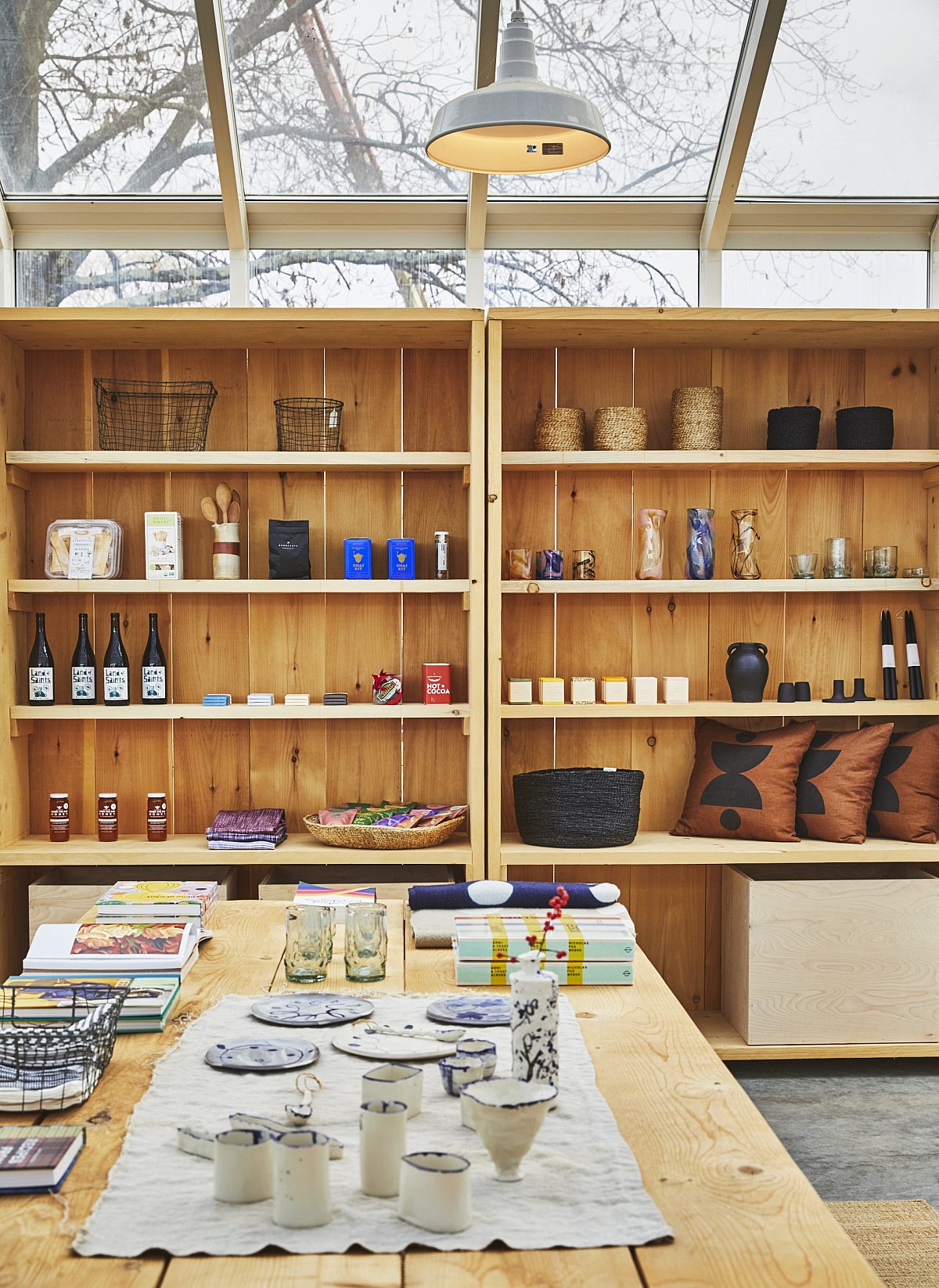 Ceramics on shelves